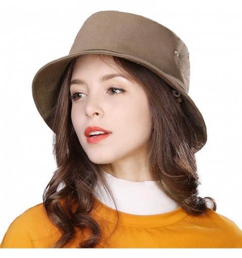 Sun Hats Womens UPF50+ Summer Sunhat Bucket Packable Wide Brim Hats w/Chin Cord - 00711_army Green - C6183IDL6ZR $17.75