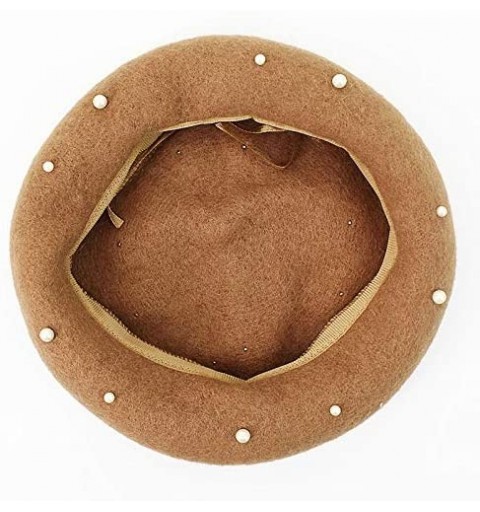 Berets Women Faux Leather Solid Beret French Artist Tam Beanie Hat Cap - Light Tan - CC18KD7C6ZD $20.32