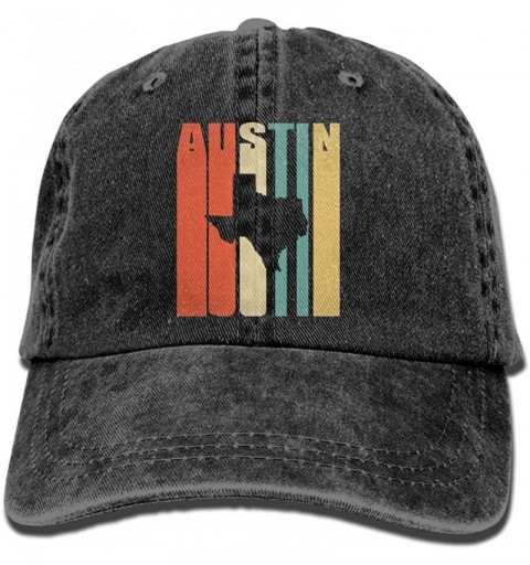 Baseball Caps Unisex Adjustable Cotton Denim Baseball Cap Vintage Austin Texas Hiphop Cap - Black - C418IW9DMXL $9.03