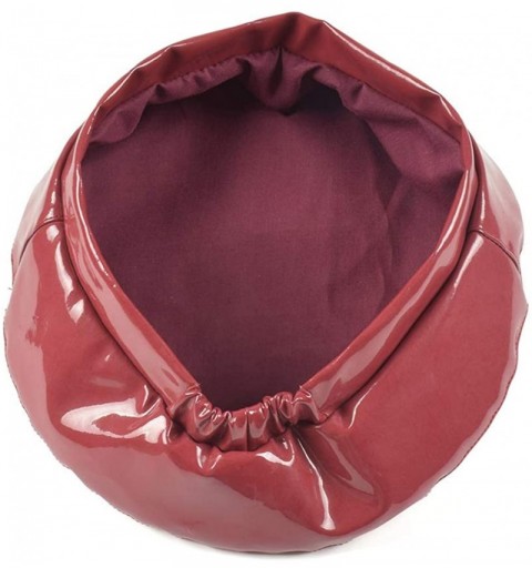 Berets Vegan Leather Beret Hats Women French - Red - CH18RZUW5GD $12.02