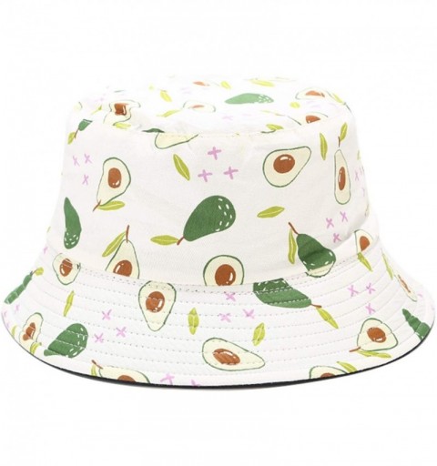 Bucket Hats Unisex Reversible Packable Bucket Hat Sun hat for Men Women - Avocado White - CH193I0MZ8I $26.05