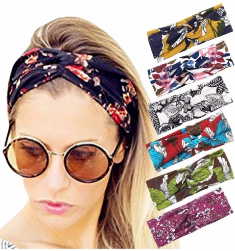 Headbands 6 Pack Boho Headbands for Women Workout Sports Hair Bands Tropical Flower Headband - 6 Pack H - CB18XAL8IMS $15.54