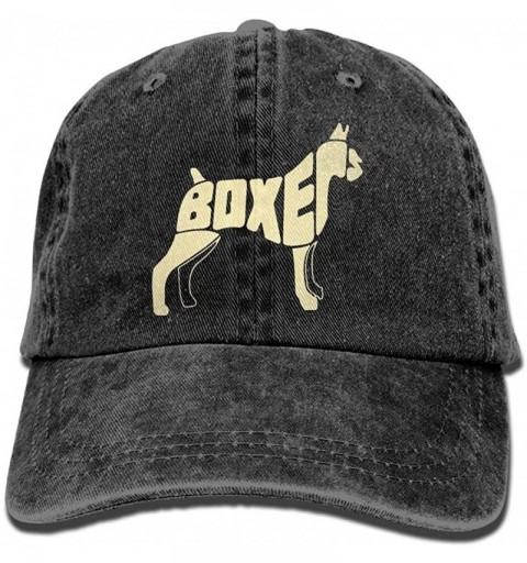 Baseball Caps Adult Fashion Sports Denim Baseball Boxer Dog Art Classic Dad Hat Adjustable Plain Cap - Black - CJ18LZM833D $9.24