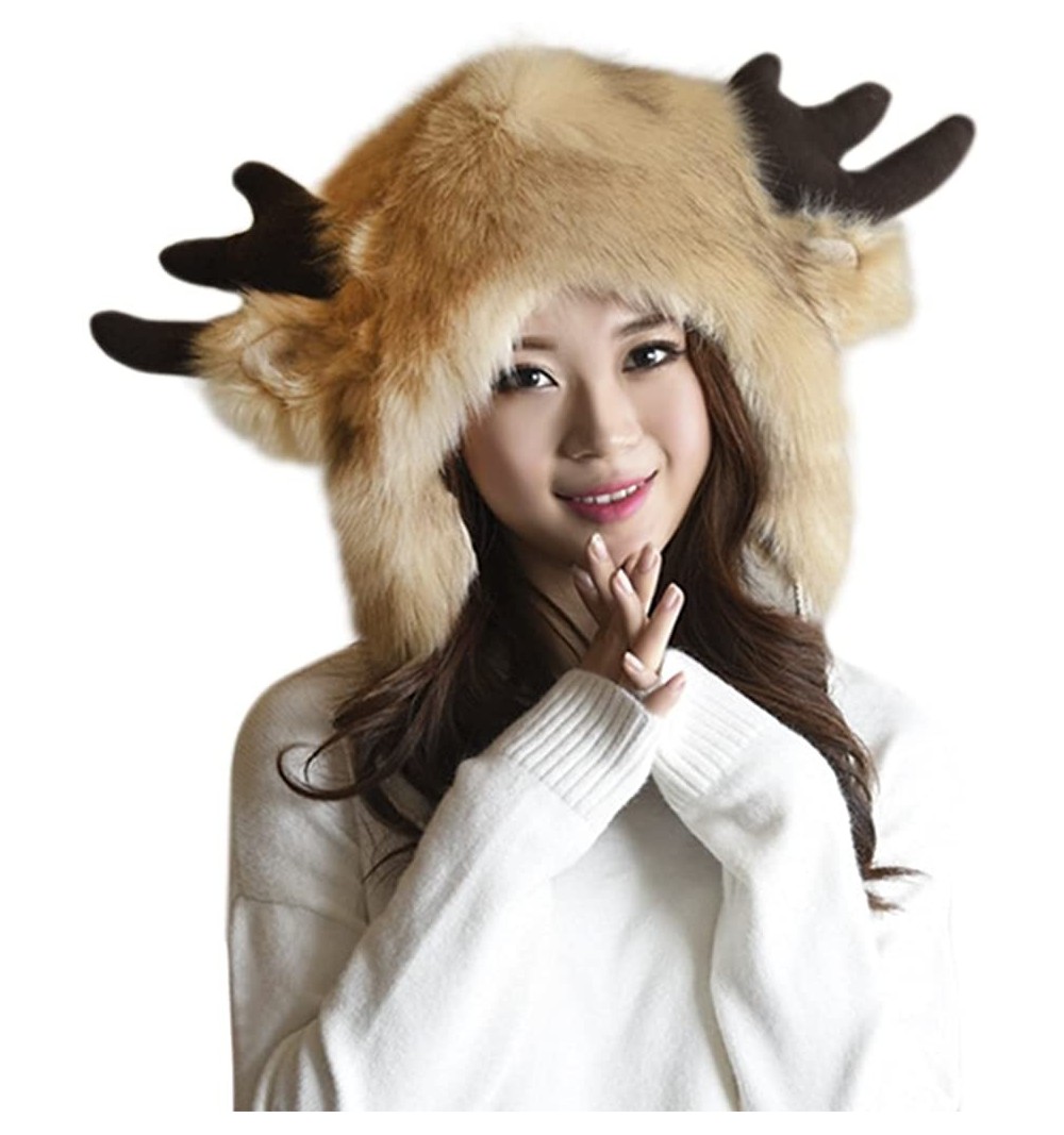 Cold Weather Headbands Earmuff Winter Thermal Motorcycle Costume - Brown Antlers - CT1882M78A0 $17.09