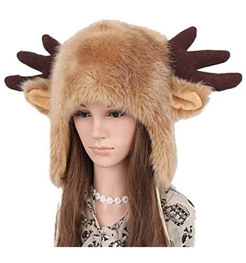 Cold Weather Headbands Earmuff Winter Thermal Motorcycle Costume - Brown Antlers - CT1882M78A0 $17.09