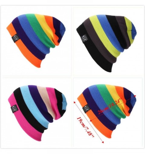 Skullies & Beanies Slouchy Baggy Beanie Knit Colorful Hats Cozy Comfortable Warm Rainbow Cap Oversized for Winter Unisex (Ora...
