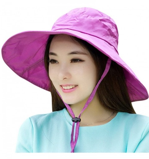 Sun Hats Women Summer Rain Hat UV UPF 50 Sun Protection Wide Brim Hat Sun Hat Foldable Bucket Hat - Rose Red - CO18EK60ZKK $1...
