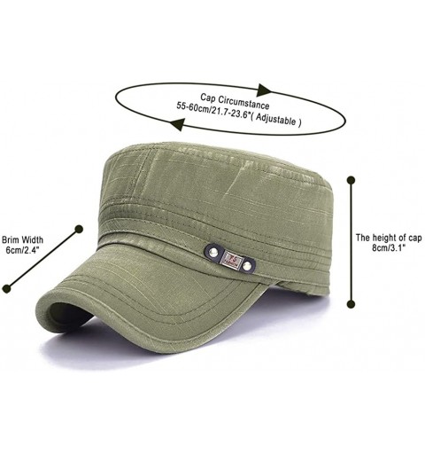 Newsboy Caps Unisex Cadet Army Cap Washed Cotton Twill Military Corps Hat Flat Top Cap - Green - CQ182GZEWOH $10.00