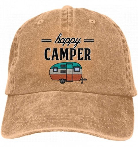 Baseball Caps Adults Happy Camper Denim Caps Hiking Baseball Caps Camping Unconstructed Hats - Brown - C618M5YW6RA $12.92