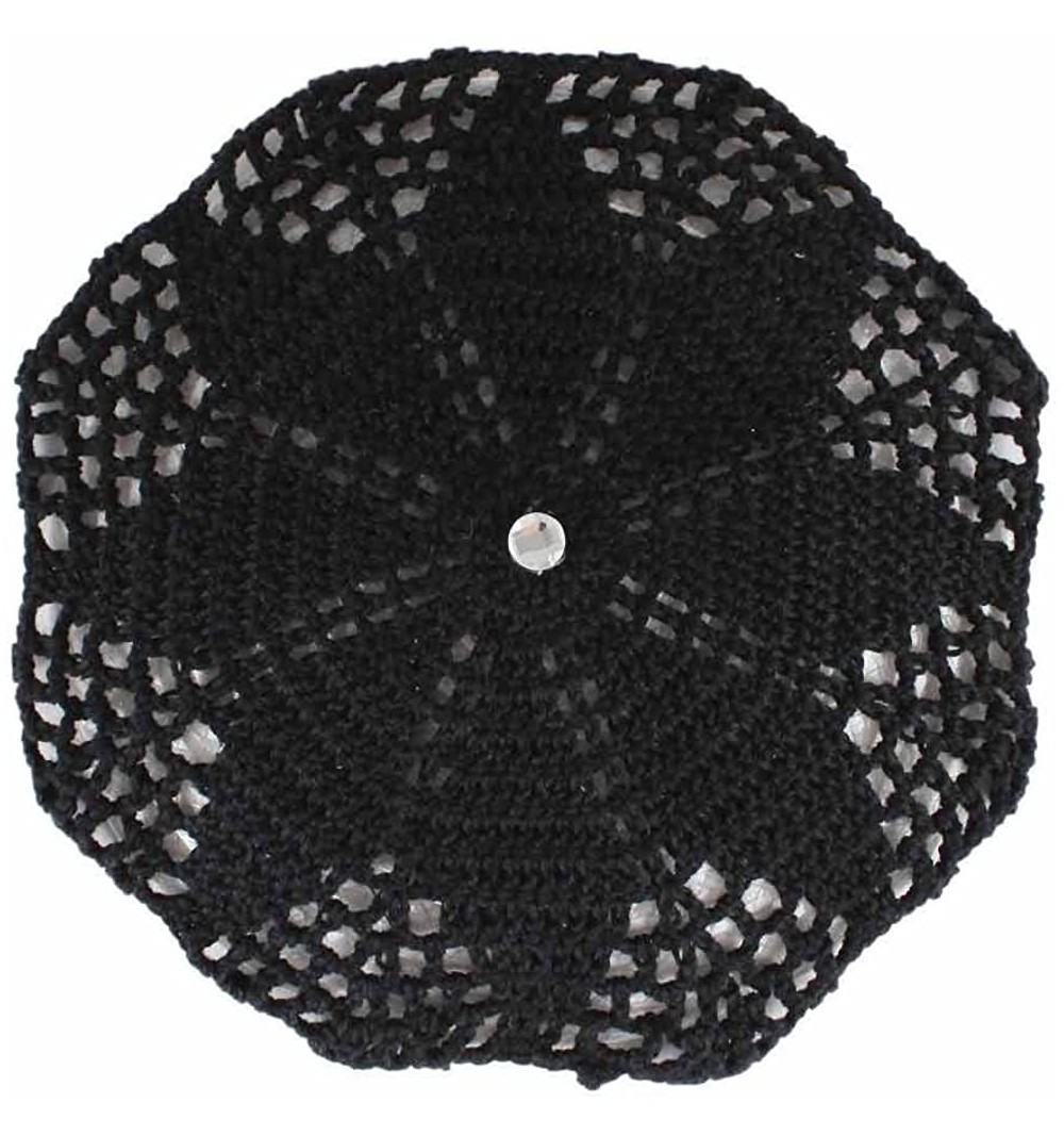 Skullies & Beanies Hand Knit Crochet Ladies Head Covers with Hidden Comb - Black - C5185GE4DDK $25.52