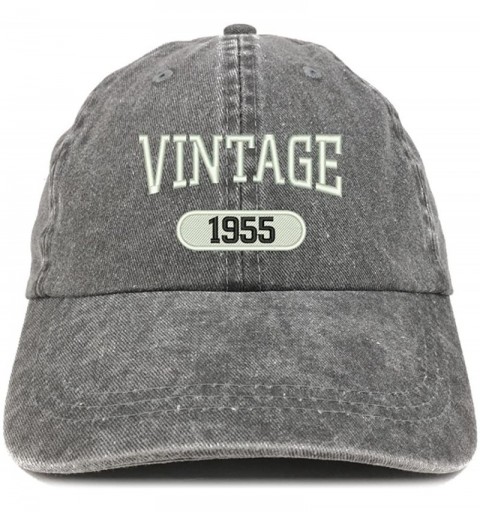Baseball Caps Vintage 1955 Embroidered 65th Birthday Soft Crown Washed Cotton Cap - Black - C8180WWKQ35 $20.48