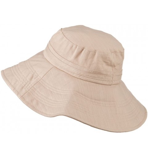 Sun Hats Big Size Ladies Linen Wide Brim Hat - Beige - CZ11IH3MYHB $27.76