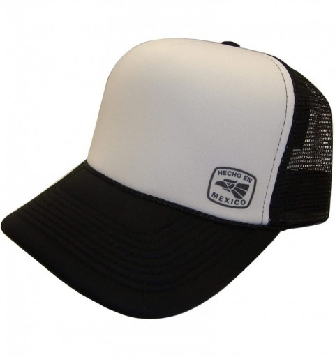 Baseball Caps Hecho En Mexico Symbol Side Logo Mesh Trucker Cap (One Size- Black/White) - CY11PEJS9YX $20.23