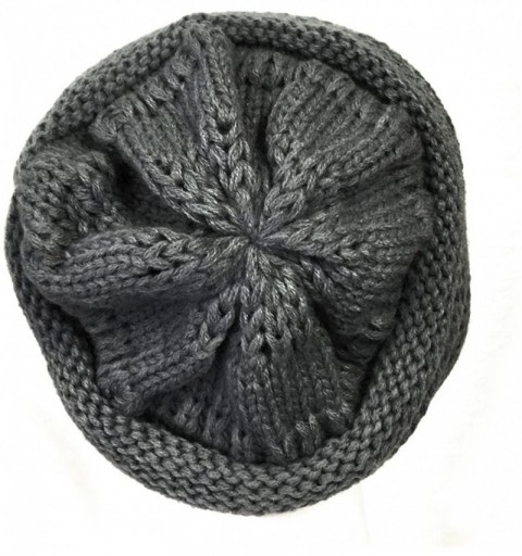 Skullies & Beanies Winter Warm Knitted Infinity Scarf and Beanie Hat - Charcoal Grey - CY12O34IU6J $19.35