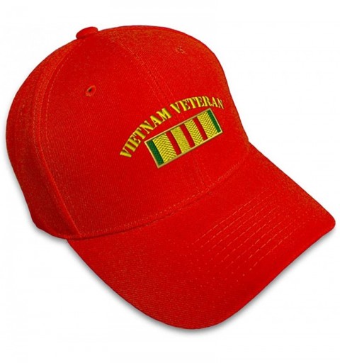 Baseball Caps Custom Baseball Cap Vietnam Veteran Flag Embroidery Dad Hats for Men & Women 1 Size - Red - CE185C94CKU $14.66