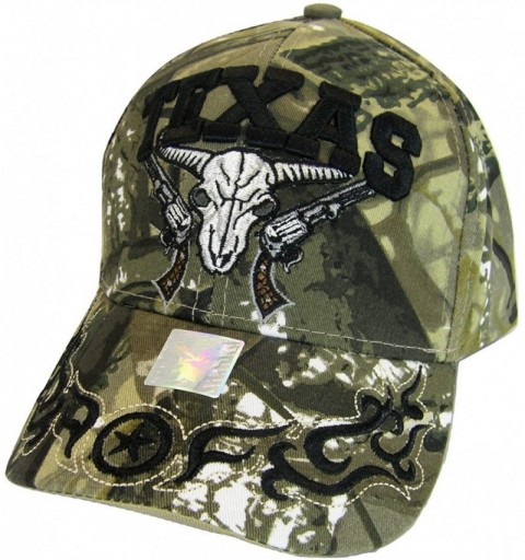 Baseball Caps Texas Skull Guns & Flames Men's Adjustable Baseball Cap - Camouflage - CY180LQ6C9A $22.43