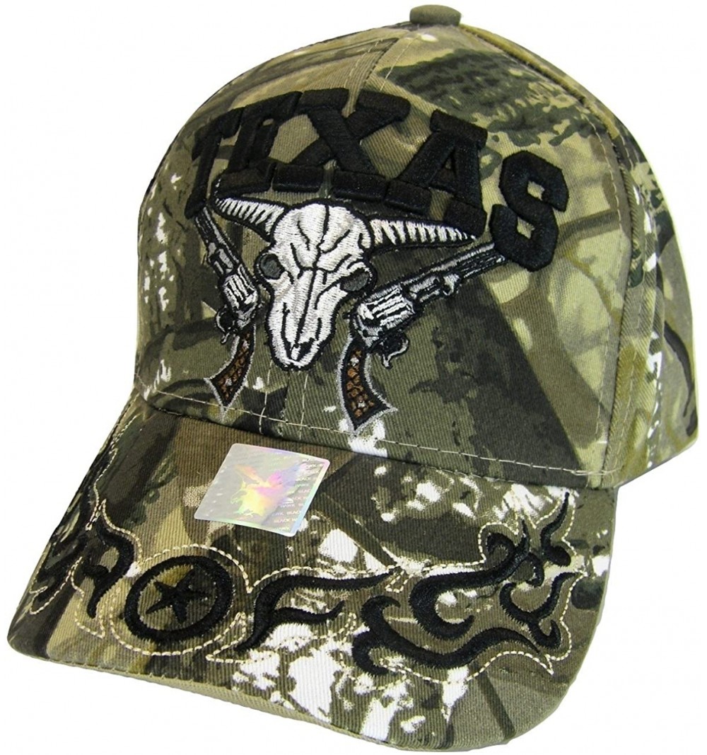 Baseball Caps Texas Skull Guns & Flames Men's Adjustable Baseball Cap - Camouflage - CY180LQ6C9A $9.40