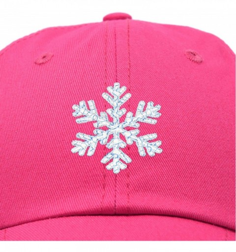 Baseball Caps ICY Snowflake Hat Womens Baseball Cap - Hot Pink - CA18ZQ4C6CK $12.09