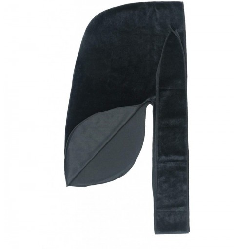 Skullies & Beanies Men's Women's Velvet Durag Cap Headwrap with Long and Wide Strap - Black - CU18DRXUXQ7 $19.22