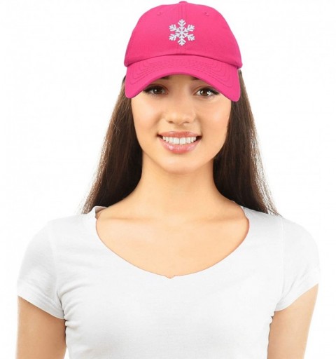 Baseball Caps ICY Snowflake Hat Womens Baseball Cap - Hot Pink - CA18ZQ4C6CK $12.09