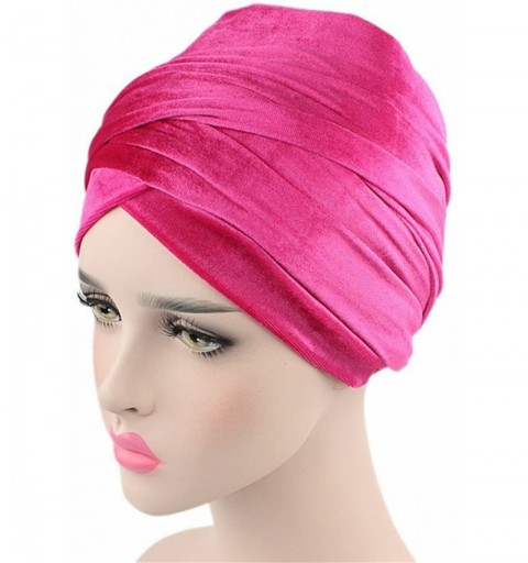Headbands Luxury Pleated Velvet Turban Hijab Head Wrap Extra Long Tube Indian Headwrap Scarf Tie - Tjm-38-black - C6186G86AR8...