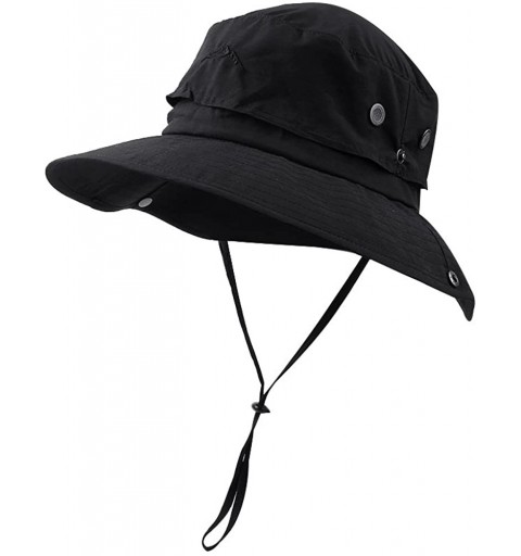 Sun Hats Men Women Outdoor Sun Hat with Wide Brim UPF 50+ Summer Mesh Cap with Flap Cover - A-black - CB18GEWR8UN $10.15
