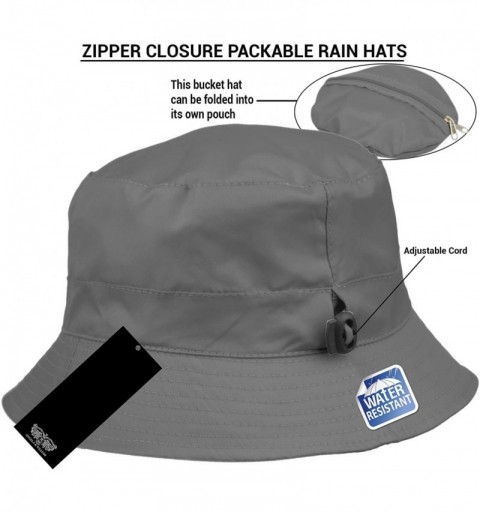 Rain Hats Adjustable Waterproof Bucket Rain Hat in Nylon- Easy to fold CL3056 - Cl3056dk Gray - CD18IRWLELG $17.72