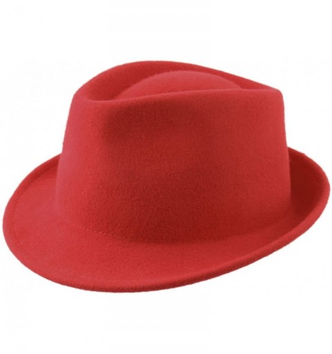 Fedoras Nude Felt Trilby Wool Felt Trilby Hat Packable Water Repellent - Rouge - C1187DXGOYX $28.77