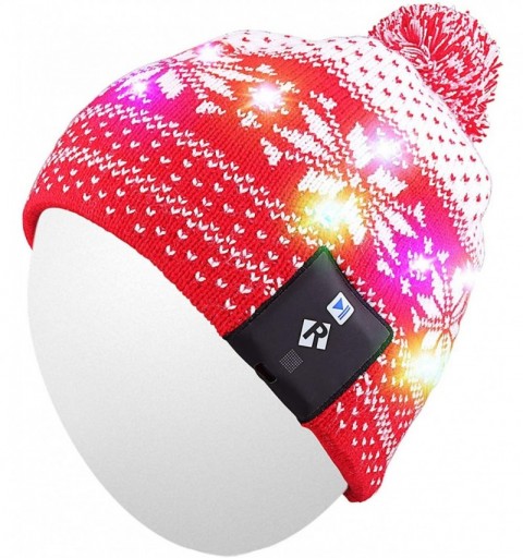 Skullies & Beanies Light Up Beanie Hat Stylish Unisex LED Knit Cap for Indoor and Outdoor - Lb006-red-string - CX186LEKAK8 $3...