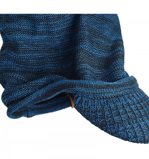 Skullies & Beanies Men Stripe Knit Visor Beanie Hat for Winter - B319-blue - CC186XLNUM4 $11.54