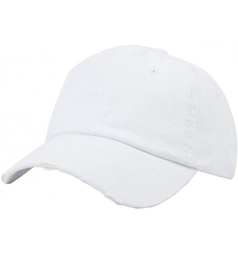 Baseball Caps Ponytail Baseball Hat Distressed Retro Washed Cotton Twill - White 3 - C218SMMAA65 $10.86