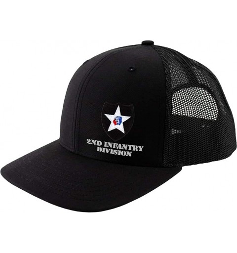 Baseball Caps Army 2nd Infantry Division Full Color Trucker Hat - Solid Black - CK18RM49SWH $20.80