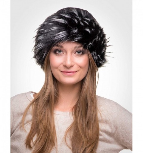 Bomber Hats Faux Fur Trimmed Winter Hat for Women - Classy Russian Hat with Fleece - Black - Black and White Raccoon - CG1201...