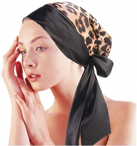 Skullies & Beanies Women Satin Bonnet Chemo Headwear Hair Loss Turban Sleeping Cap with Long Drawstring - Leopard - CQ18IGRQ5...