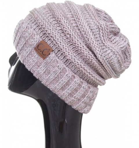 Skullies & Beanies Trendy Warm Oversized Chunky Soft Oversized Cable Knit Slouchy Beanie - Rose - CG18X4ZE2WY $16.29