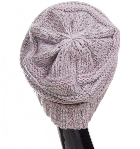 Skullies & Beanies Trendy Warm Oversized Chunky Soft Oversized Cable Knit Slouchy Beanie - Rose - CG18X4ZE2WY $16.29