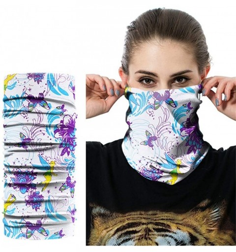 Balaclavas Seamless Face Mask Silk Fabric Headwear Headband Neck Gaiter Multifunctional - Purple & White & Butterfly - CY197S...