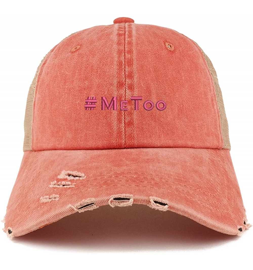 Baseball Caps MeToo Movement Hot Pink Embroidered Frayed Bill Trucker Mesh Cap - Orange - CB188GMY7KN $14.96