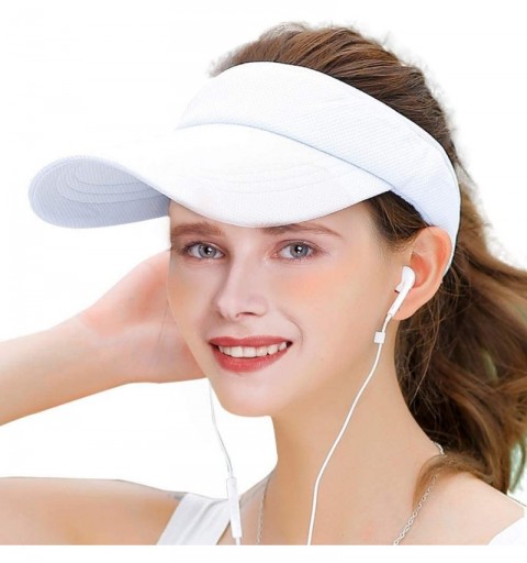 Visors Women's Sports Sun Visor Adjustable Summer Sun Hat for Tennis Golf Running (White) - C818NRXLILG $7.46