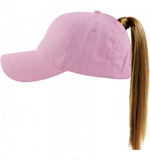 Baseball Caps Women's Ponytail Baseball Cap Messy High Bun Adjustable Plain Trucker Dad Hat - Cotton-pink - C018NEXU5DU $13.94