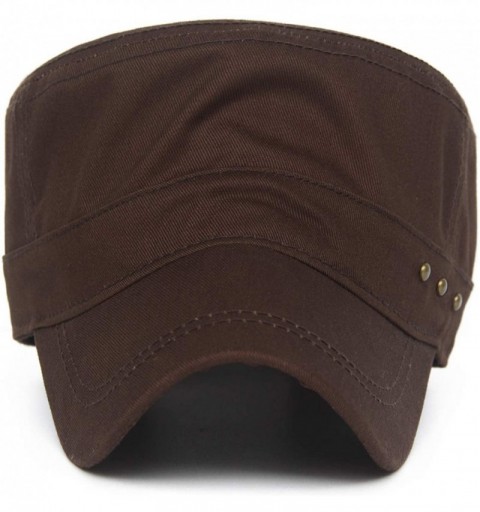 Baseball Caps Cotton Cadet Cap Army Military Caps Flat Hats Unique Design Big Head - Style05-brown - CE18USDTE07 $13.05
