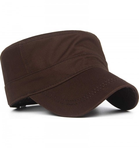 Baseball Caps Cotton Cadet Cap Army Military Caps Flat Hats Unique Design Big Head - Style05-brown - CE18USDTE07 $13.05