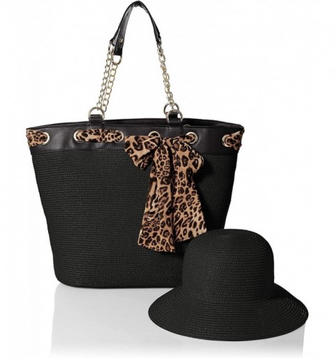 Sun Hats Women's Serengeti Hat/Bag Set - Black/Leopard - C118SH7AEEL $61.94