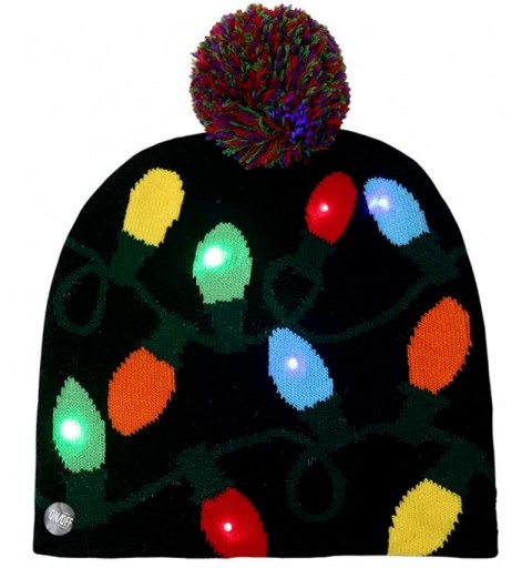 Skullies & Beanies LED Light-up Knitted Ugly Sweater Holiday Xmas Christmas Beanie - 3 Flashing Modes - Light Up - CZ18LGECYH...