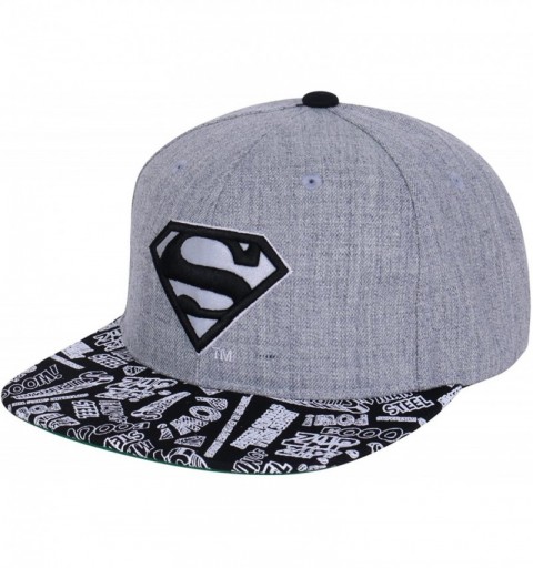 Baseball Caps Classic 'Superman' Logo Flat Bill Snapback Trucker Hat Baseball Cap - Light Grey - CB12C8CLR7T $57.55