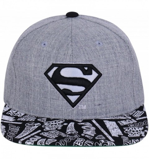 Baseball Caps Classic 'Superman' Logo Flat Bill Snapback Trucker Hat Baseball Cap - Light Grey - CB12C8CLR7T $27.76