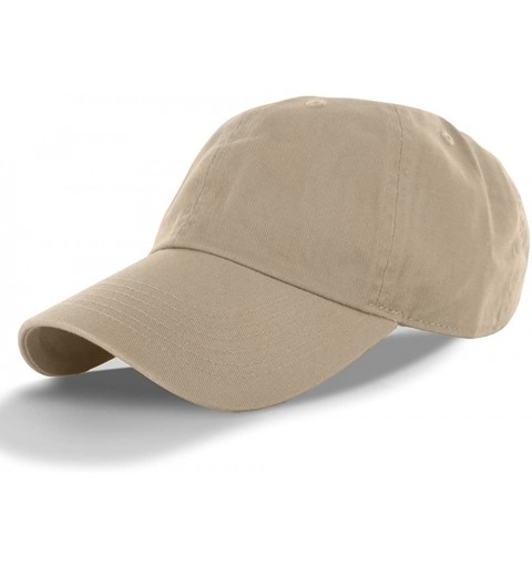 Baseball Caps Plain 100% Cotton Adjustable Baseball Cap - Khaki - C511SEDFMVJ $10.90