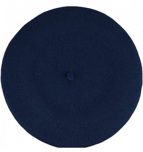 Berets Traditional Women's Men's Solid Color Plain Wool French Beret One Size - Navy Blue - CE189YI959Q $8.87