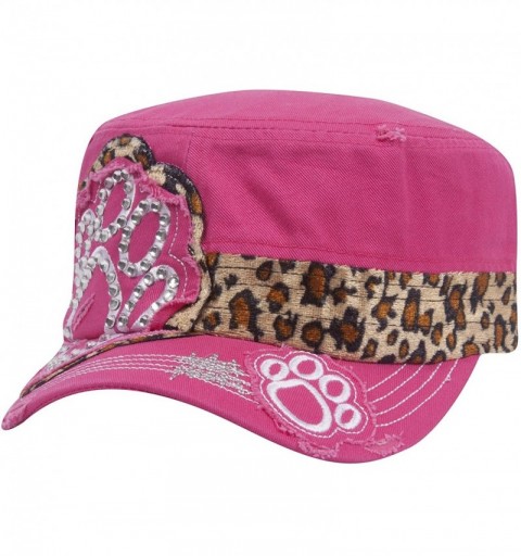 Baseball Caps Womens Print Adjustable Cadet Cap - Pink - Studded Paw Print - CF18R58Q5HM $12.05