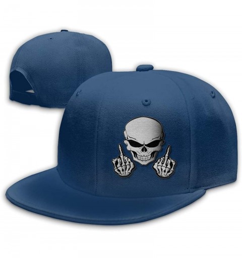 Baseball Caps Skull Middle Finger Plain Baseball Caps Snapbac Hats Adjustable for Men & Women - Navy - CK196XM78UT $13.22